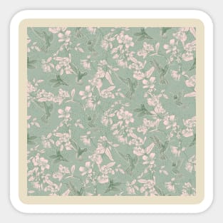 Sage and Blush Hummingbird Paradise Sticker